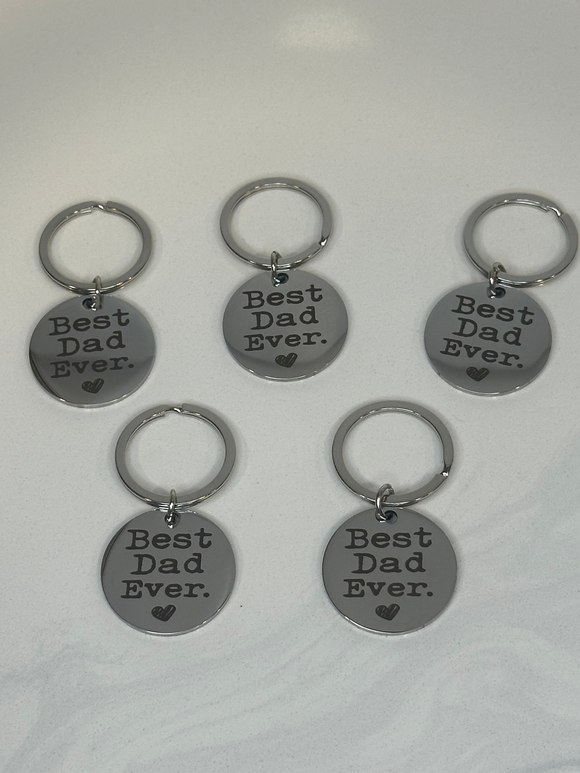 Best Dad Ever keychain with heart detail on silver ring
